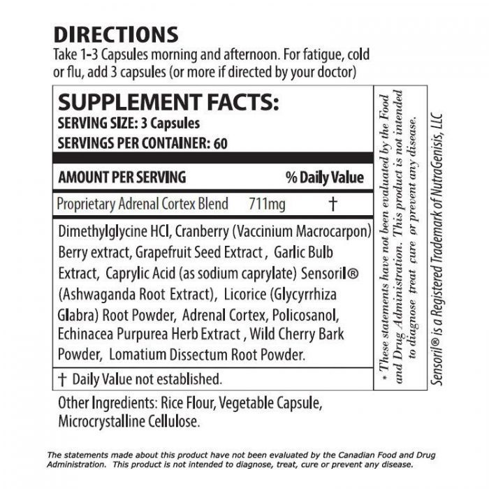 Adrenal DMG Nutritional Information
